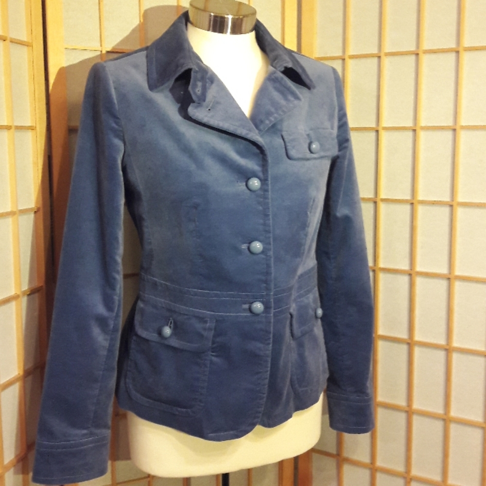 Talbots velvet cotton blend blue blazer size 6